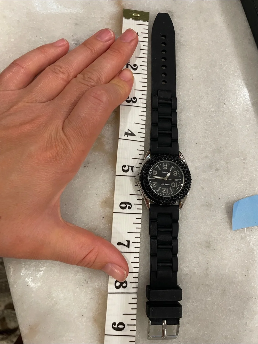 Gossip Black Silicone Men’s Sport Watch with Silver Accents